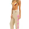 Sweatpants | Aviator Nation BOLT 4 SWEATPANTS - SAND // NEON PINK SAND//NEONPINK