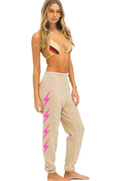 Sweatpants | Aviator Nation BOLT 4 SWEATPANTS - SAND // NEON PINK SAND//NEONPINK