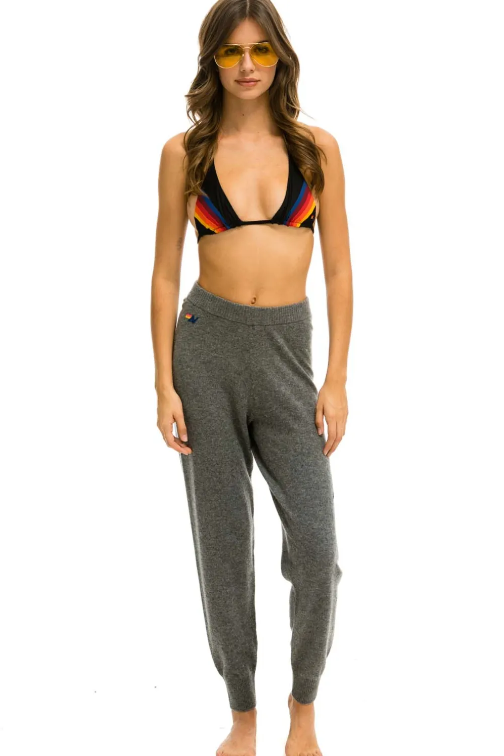 Sweatpants | Aviator Nation BOLT CASHMERE LIGHT SWEATER PANT - DEEP HEATHER // BLACK BOLT DEEPHEATHER//BLACKBOLT