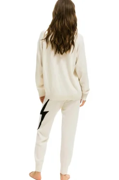 Sweatpants | Aviator Nation BOLT CASHMERE LIGHT SWEATER PANT - VINTAGE WHITE // BLACK BOLT VINTAGEWHITE//BLACKBOLT