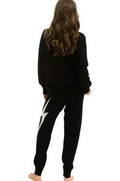 Sweatpants | Aviator Nation BOLT CASHMERE LIGHT SWEATER PANT - BLACK // WHITE BOLT BLACK//WHITEBOLT