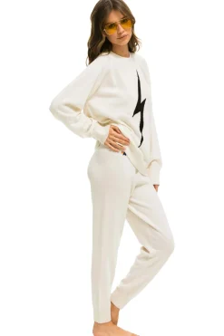 Sweatpants | Aviator Nation BOLT CASHMERE LIGHT SWEATER PANT - VINTAGE WHITE // BLACK BOLT VINTAGEWHITE//BLACKBOLT