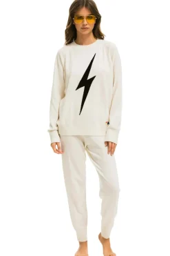 Sweatpants | Aviator Nation BOLT CASHMERE LIGHT SWEATER PANT - VINTAGE WHITE // BLACK BOLT VINTAGEWHITE//BLACKBOLT