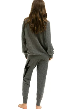 Sweatpants | Aviator Nation BOLT CASHMERE LIGHT SWEATER PANT - DEEP HEATHER // BLACK BOLT DEEPHEATHER//BLACKBOLT