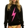 Sweatshirts | Sweatshirts | Aviator Nation BOLT CREW SWEATSHIRT - BLACK // NEON PINK BLACK//NEONPINK