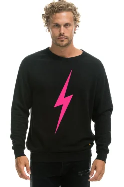 Sweatshirts | Sweatshirts | Aviator Nation BOLT CREW SWEATSHIRT - BLACK // NEON PINK BLACK//NEONPINK