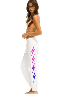 Sweatpants | Aviator Nation BOLT FADE 4 LIGHT WEIGHT SWEATPANTS - WHITE // PINK PURPLE WHITE//PINKPURPLE