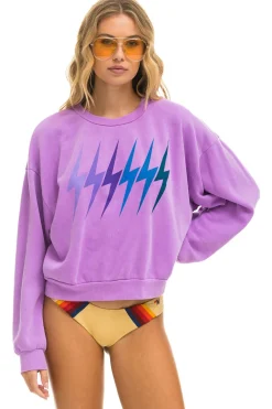 Sweatshirts | Sweatshirts | Aviator Nation BOLT GRADIENT RELAXED CREW SWEATSHIRT - NEON PURPLE // PURPLE NEONPURPLE//PURPLE