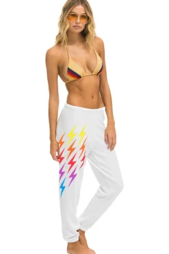Sweatpants | Aviator Nation BOLT GRADIENT SWEATPANTS - WHITE // RAINBOW WHITE//RAINBOW