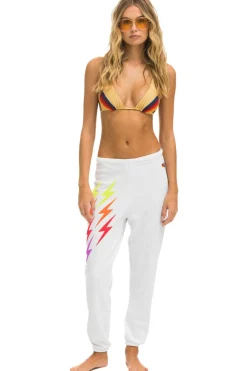 Sweatpants | Aviator Nation BOLT GRADIENT SWEATPANTS - WHITE // RAINBOW WHITE//RAINBOW