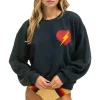 Sweatshirts | Sweatshirts | Aviator Nation BOLT HEART RELAXED CREW SWEATSHIRT - CHARCOAL