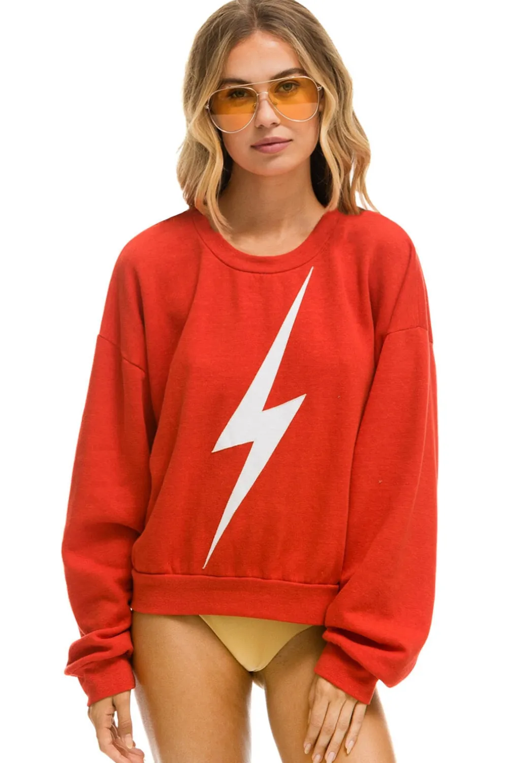 Sweatshirts | Sweatshirts | Aviator Nation BOLT RELAXED CREW SWEATSHIRT - RED // WHITE RED//WHITE