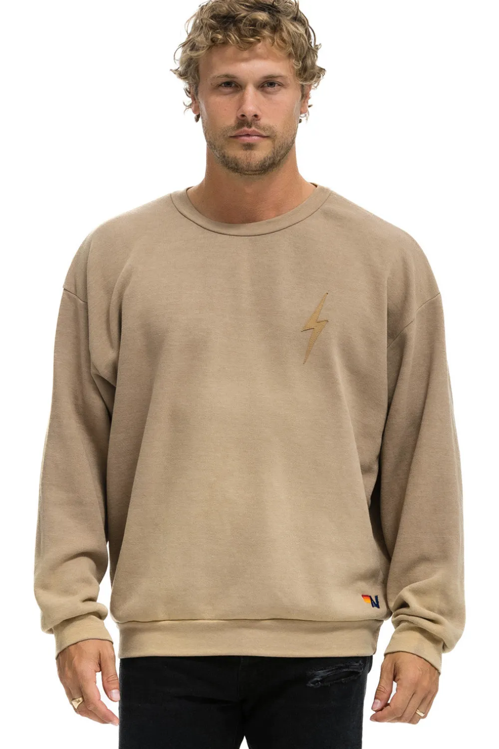 Sweatshirts | Sweatshirts | Aviator Nation BOLT STITCH 2 RELAXED CREW SWEATSHIRT - FADED TAN FADEDTAN
