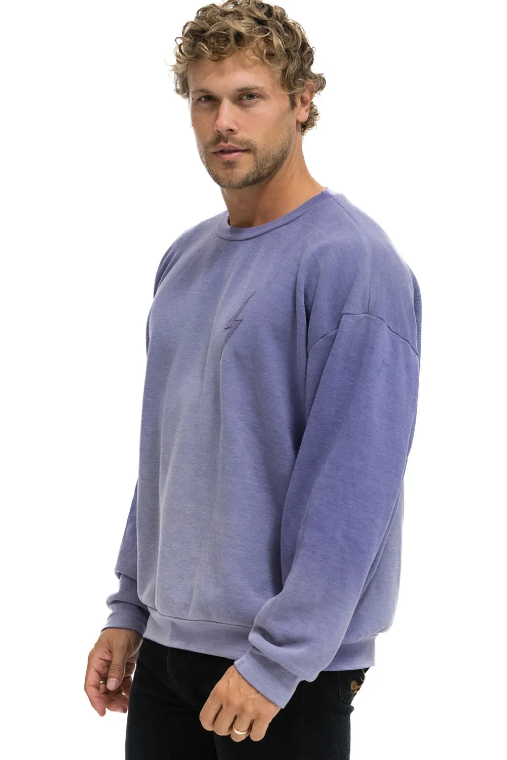 Sweatshirts | Sweatshirts | Aviator Nation BOLT STITCH 2 RELAXED CREW SWEATSHIRT - FADED GRAPE FADEDGRAPE