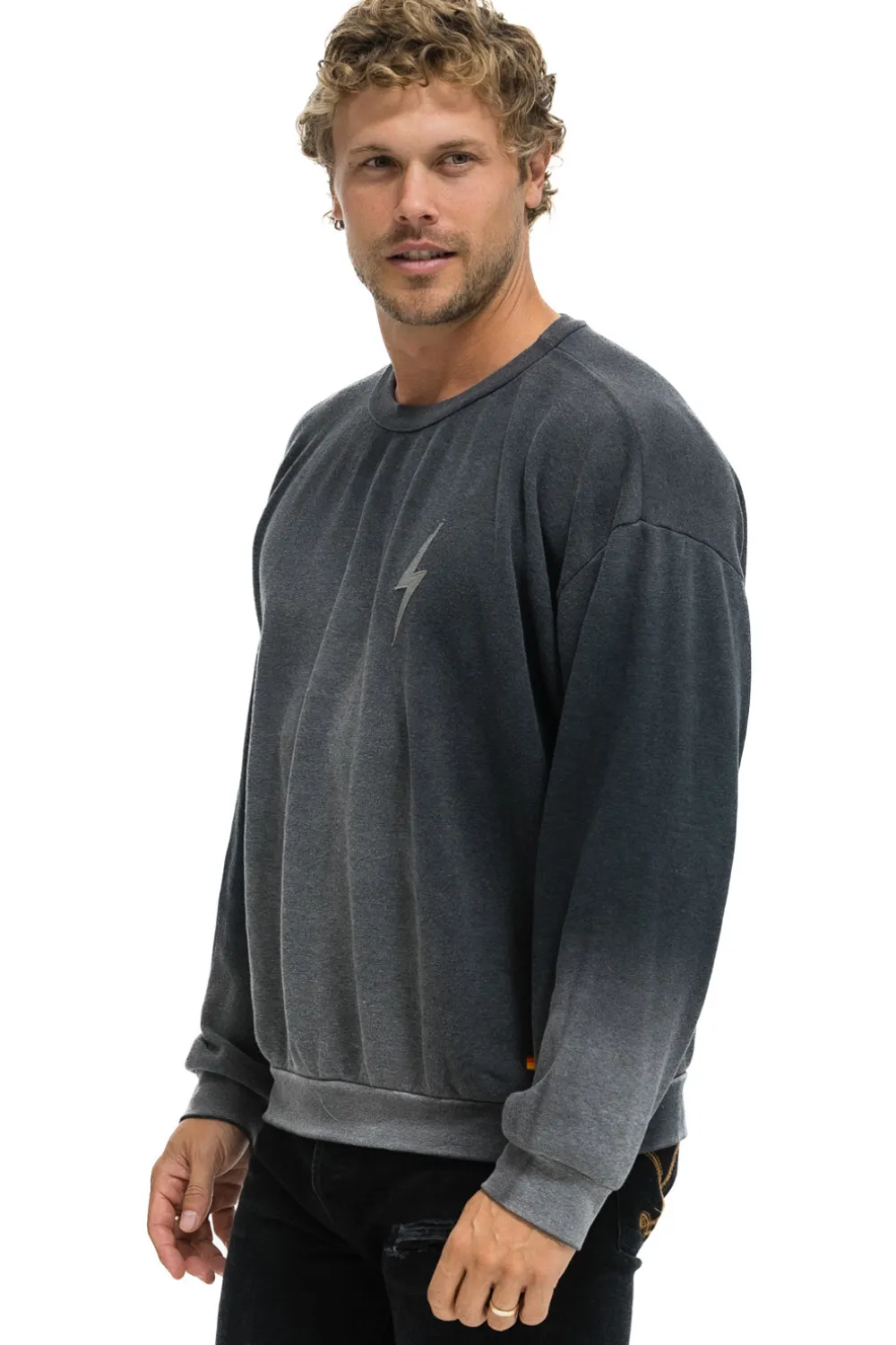 Sweatshirts | Sweatshirts | Aviator Nation BOLT STITCH 2 RELAXED CREW SWEATSHIRT - FADED SMOKE FADEDSMOKE