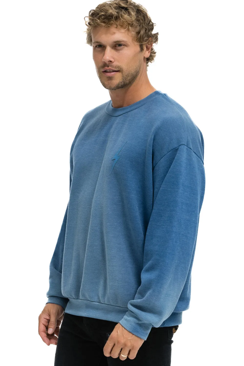 Sweatshirts | Sweatshirts | Aviator Nation BOLT STITCH 2 RELAXED CREW SWEATSHIRT - FADED WATER FADEDWATER