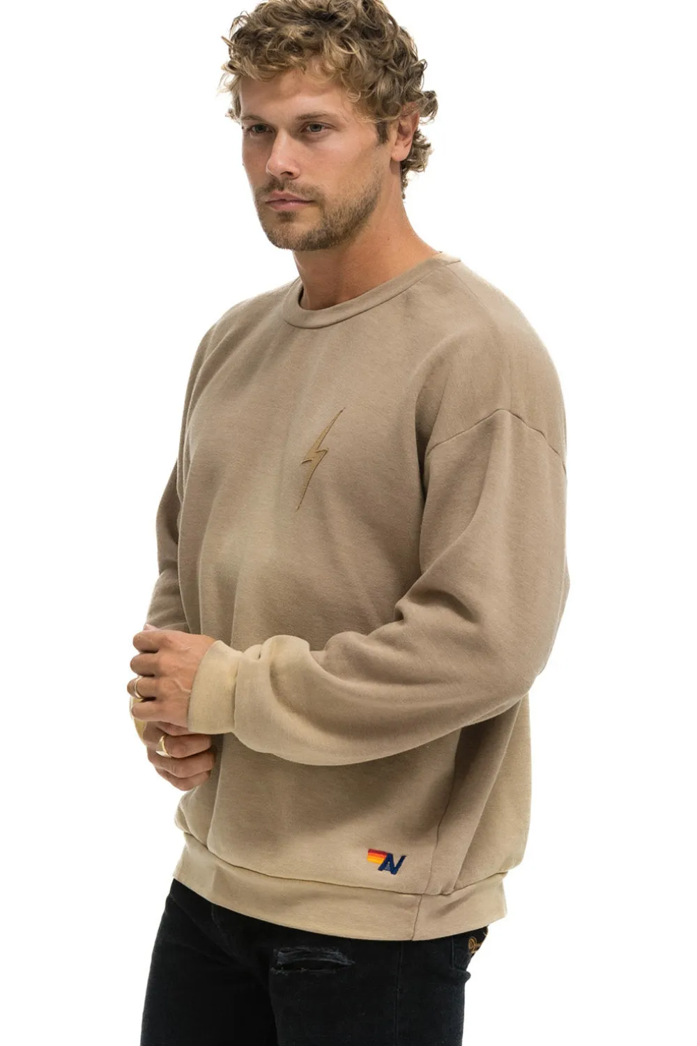 Sweatshirts | Sweatshirts | Aviator Nation BOLT STITCH 2 RELAXED CREW SWEATSHIRT - FADED TAN FADEDTAN