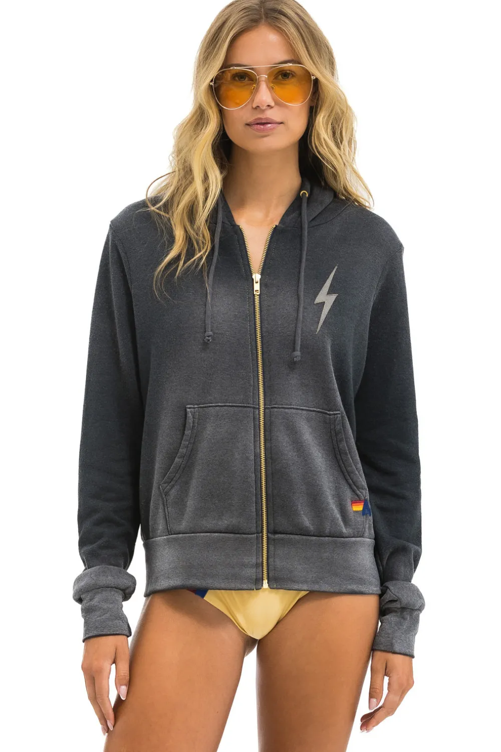 Hoodies | Hoodies | Aviator Nation BOLT STITCH 2 ZIP HOODIE - FADED SMOKE FADEDSMOKE