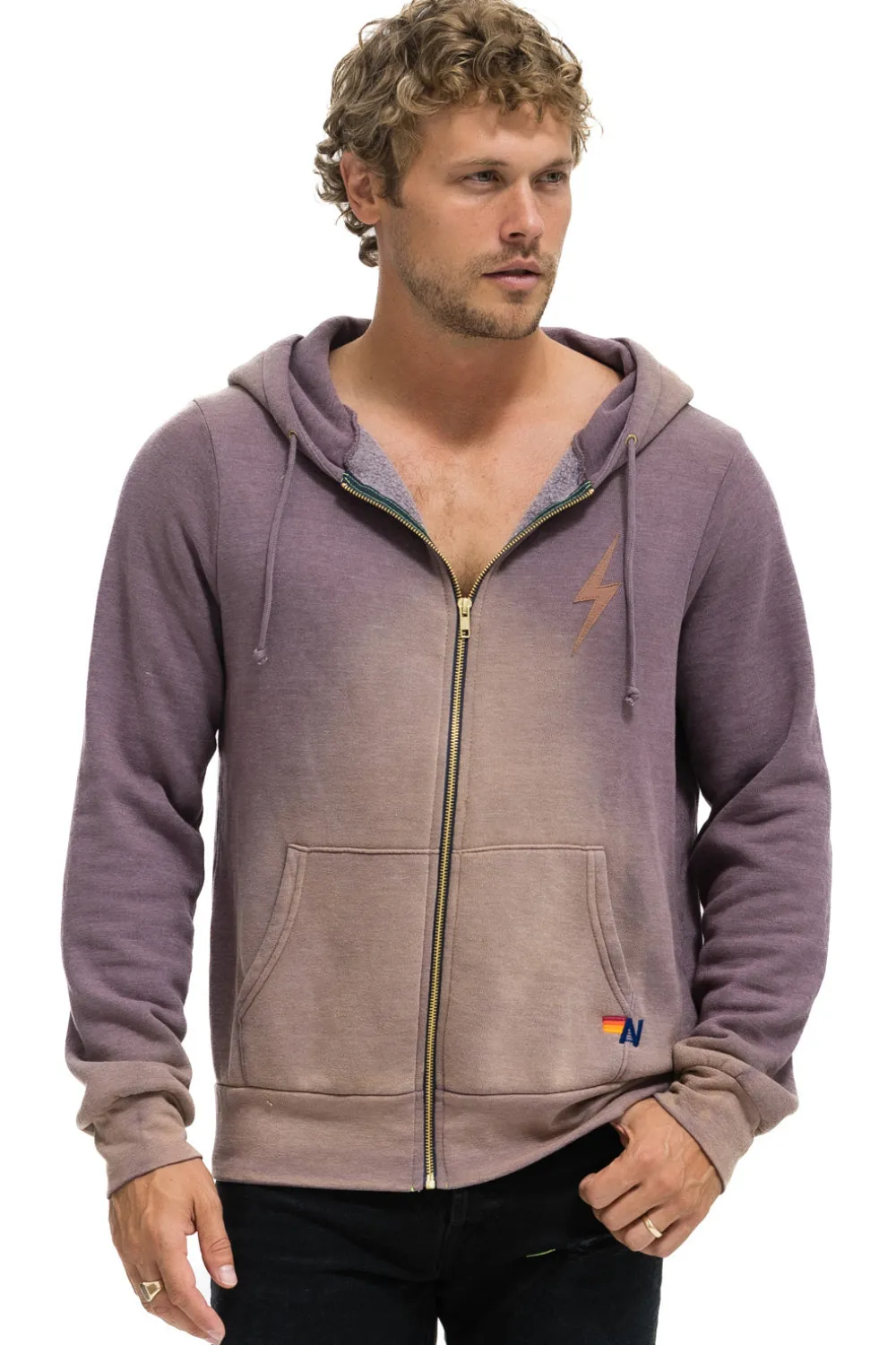 Hoodies | Hoodies | Aviator Nation BOLT STITCH 2 ZIP HOODIE - FADED MOCHA FADEDMOCHA