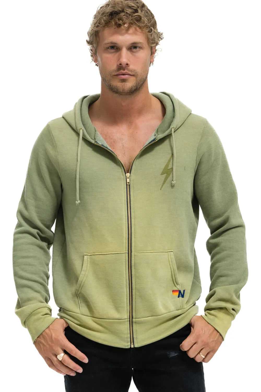 Hoodies | Hoodies | Aviator Nation BOLT STITCH 2 ZIP HOODIE - FADED ARMY FADEDARMY