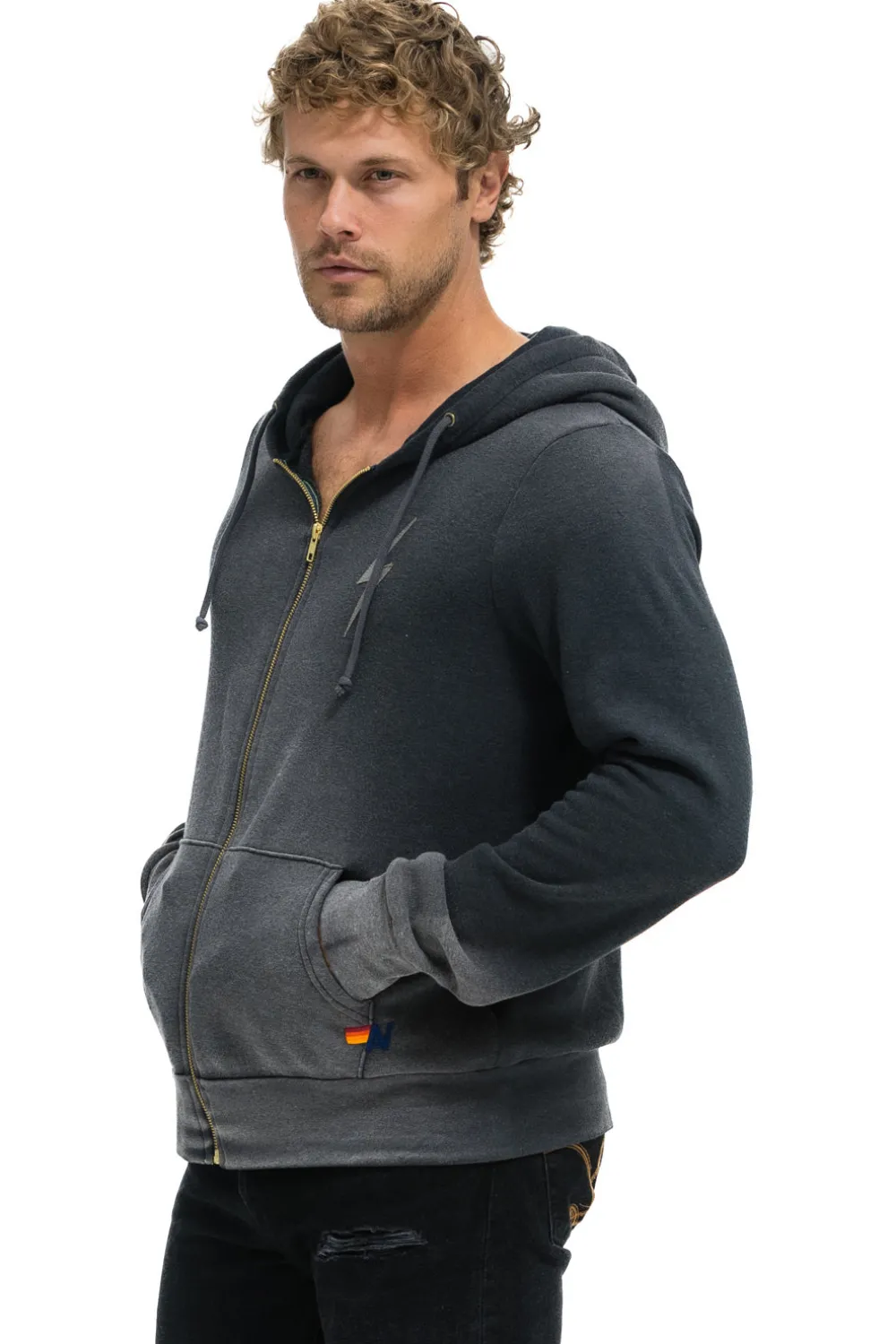Hoodies | Hoodies | Aviator Nation BOLT STITCH 2 ZIP HOODIE - FADED SMOKE FADEDSMOKE