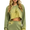 Sweatshirts | Aviator Nation BOLT STITCH CROPPED CREW SWEATSHIRT RELAXED - FADED ARMY FADEDARMY