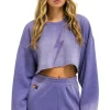 Sweatshirts | Aviator Nation BOLT STITCH CROPPED CREW SWEATSHIRT RELAXED - FADED GRAPE FADEDGRAPE