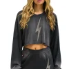 Sweatshirts | Aviator Nation BOLT STITCH CROPPED CREW SWEATSHIRT RELAXED - FADED SMOKE FADEDSMOKE
