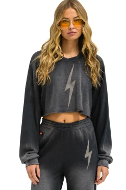 Sweatshirts | Aviator Nation BOLT STITCH CROPPED CREW SWEATSHIRT RELAXED - FADED SMOKE FADEDSMOKE