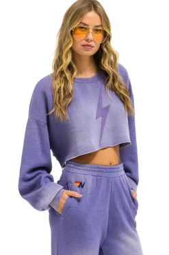Sweatshirts | Aviator Nation BOLT STITCH CROPPED CREW SWEATSHIRT RELAXED - FADED GRAPE FADEDGRAPE