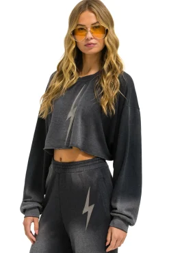 Sweatshirts | Aviator Nation BOLT STITCH CROPPED CREW SWEATSHIRT RELAXED - FADED SMOKE FADEDSMOKE