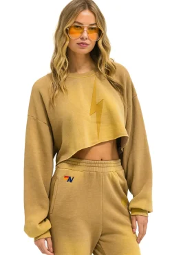 Sweatshirts | Aviator Nation BOLT STITCH CROPPED CREW SWEATSHIRT RELAXED - FADED TAN FADEDTAN