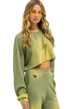 Sweatshirts | Aviator Nation BOLT STITCH CROPPED CREW SWEATSHIRT RELAXED - FADED ARMY FADEDARMY