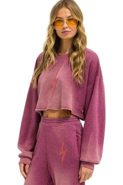 Sweatshirts | Aviator Nation BOLT STITCH CROPPED CREW SWEATSHIRT RELAXED - FADED BERRY FADEDBERRY