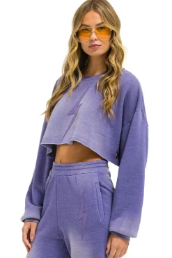 Sweatshirts | Aviator Nation BOLT STITCH CROPPED CREW SWEATSHIRT RELAXED - FADED GRAPE FADEDGRAPE