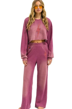 Sweatshirts | Aviator Nation BOLT STITCH CROPPED CREW SWEATSHIRT RELAXED - FADED BERRY FADEDBERRY