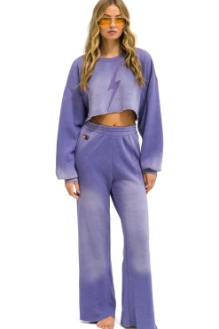 Sweatshirts | Aviator Nation BOLT STITCH CROPPED CREW SWEATSHIRT RELAXED - FADED GRAPE FADEDGRAPE