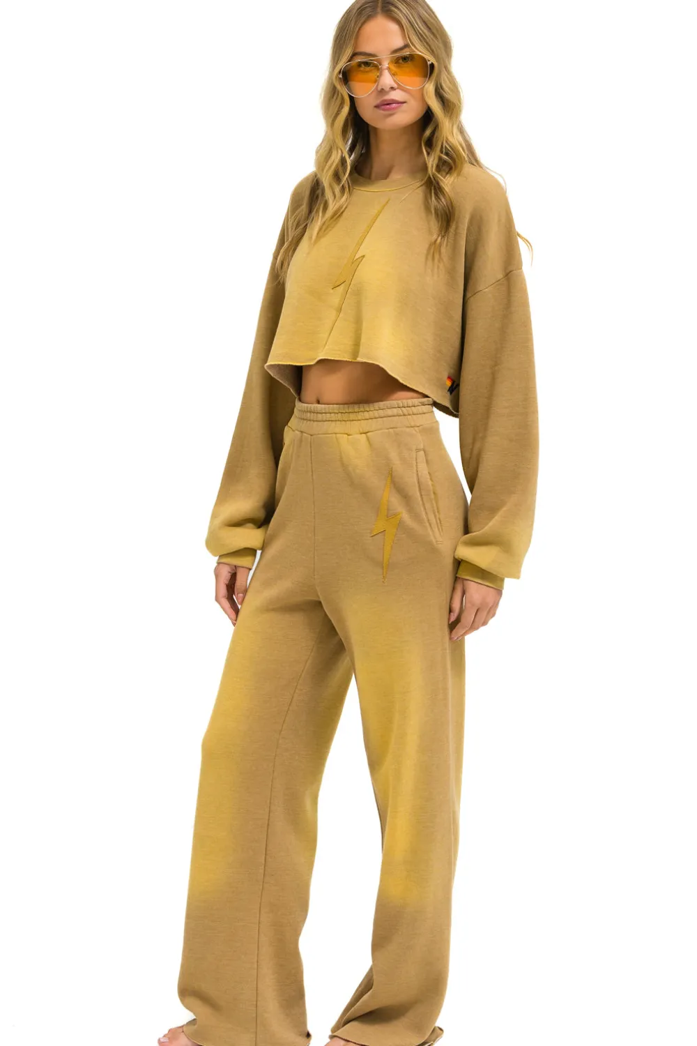 Sweatshirts | Aviator Nation BOLT STITCH CROPPED CREW SWEATSHIRT RELAXED - FADED TAN FADEDTAN