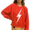Sweatshirts | Sweatshirts | Aviator Nation BOLT STITCH RELAXED CREW SWEATSHIRT - RED // WHITE RED//WHITE