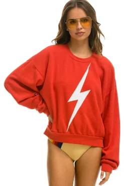 Sweatshirts | Sweatshirts | Aviator Nation BOLT STITCH RELAXED CREW SWEATSHIRT - RED // WHITE RED//WHITE