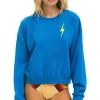 Sweatshirts | Sweatshirts | Aviator Nation BOLT STITCH RELAXED CREW SWEATSHIRT - OCEAN // NEON YELLOW OCEAN//NEONYELLOW