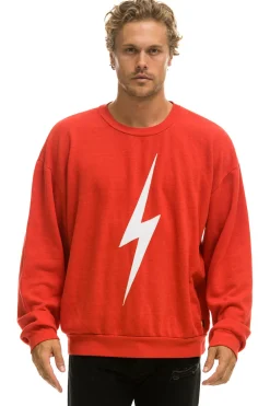 Sweatshirts | Sweatshirts | Aviator Nation BOLT STITCH RELAXED CREW SWEATSHIRT - RED // WHITE RED//WHITE