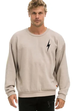 Sweatshirts | Sweatshirts | Aviator Nation BOLT STITCH RELAXED CREW SWEATSHIRT - SAND // BLACK SAND//BLACK