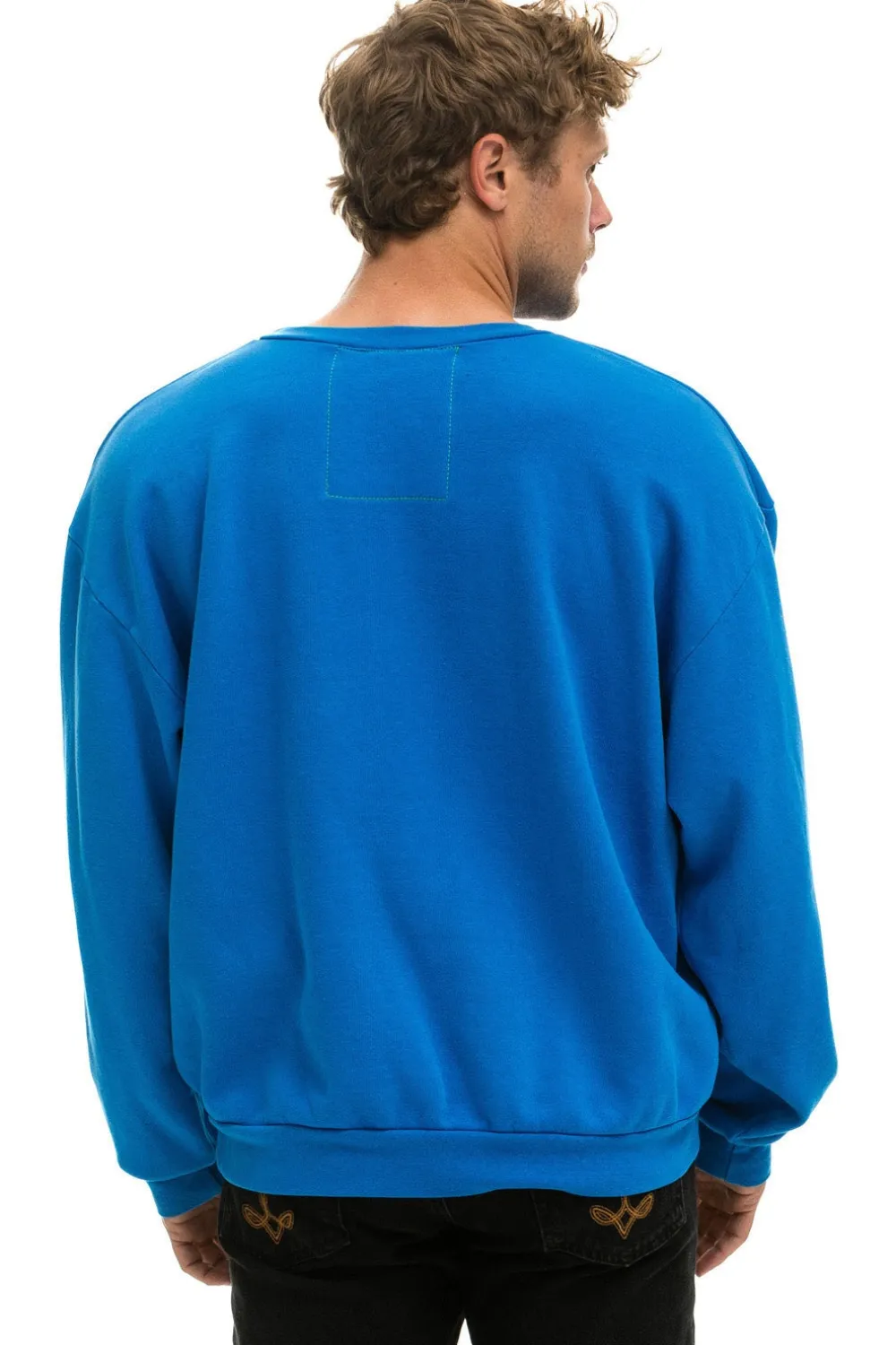 Sweatshirts | Sweatshirts | Aviator Nation BOLT STITCH RELAXED CREW SWEATSHIRT - OCEAN // NEON YELLOW OCEAN//NEONYELLOW