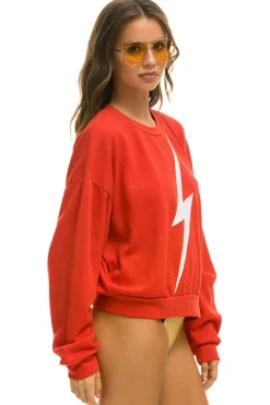 Sweatshirts | Sweatshirts | Aviator Nation BOLT STITCH RELAXED CREW SWEATSHIRT - RED // WHITE RED//WHITE