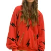 Hoodies | Hoodies | Aviator Nation BOLT STITCH REPEAT RELAXED PULLOVER HOODIE WITH POCKET ZIPPERS - RED // BLACK RED//BLACK