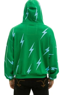 Hoodies | Hoodies | Aviator Nation BOLT STITCH REPEAT RELAXED ZIP HOODIE WITH POCKET ZIPPERS - KELLY GREEN // BLUE KELLYGREEN//BLUE