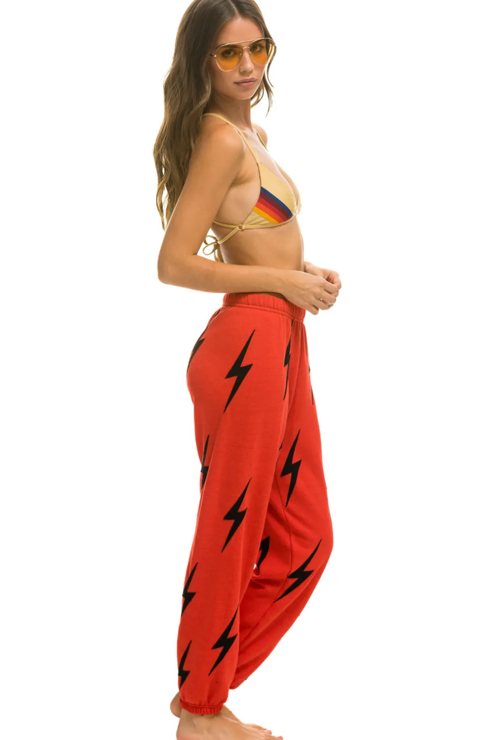 Sweatpants | Aviator Nation BOLT STITCH REPEAT SWEATPANTS - RED // BLACK RED//BLACK