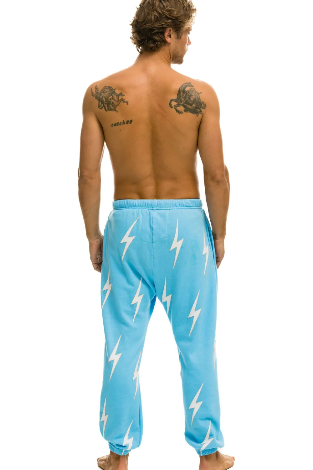 Sweatpants | Aviator Nation BOLT STITCH REPEAT SWEATPANTS - SKY // WHITE SKY//WHITE