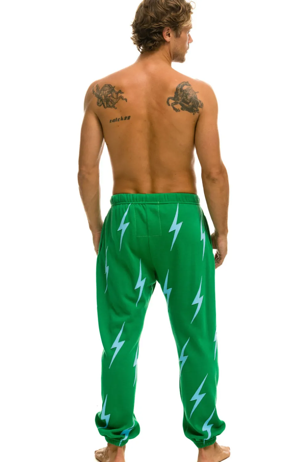 Sweatpants | Aviator Nation BOLT STITCH REPEAT SWEATPANTS - KELLY GREEN // BLUE KELLYGREEN//BLUE